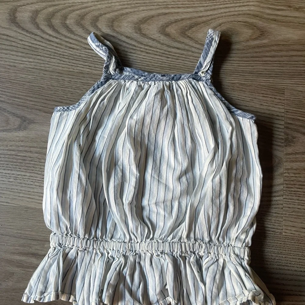 Ralph Lauren Striped Cotton Madras Top Peplum Cami Tie Shoulder Bows Size 18M